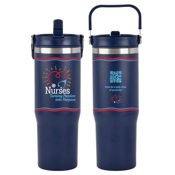 Nurses: Turning Passion Into Purpose Coldflow Double-Wall Flip-Straw Bottle 30 oz. With Carry Handle from Positive Promotions