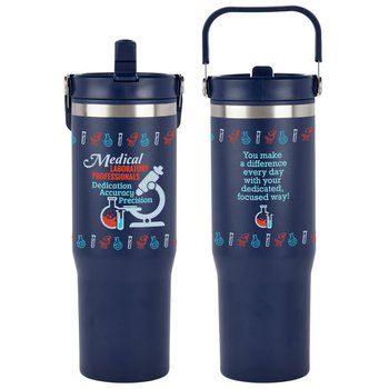 Medical Laboratory Professionals: Dedication, Accuracy, Precision Coldflow Double-Wall Flip-Straw Bottle 30 oz. With Carry Handle from Positive Promotions