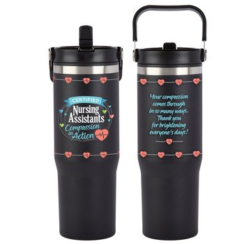 Certified Nursing Assistants: Compassion in Action Coldflow Double-Wall Flip-Straw Bottle 30 oz. With Carry Handle from Positive Promotions