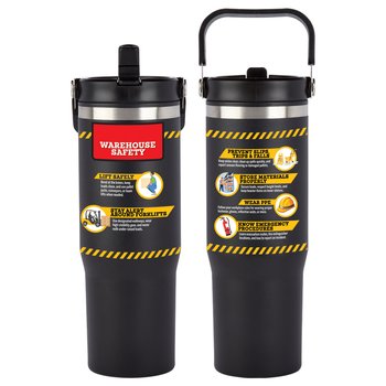 Warehouse Safety Coldflow Double-Wall Flip-Straw Bottle 30 oz. With Carry Handle from Positive Promotions