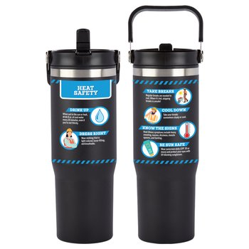 Heat Safety Coldflow Double-wall Flip Straw 30-Oz. Bottle w/Carry Handle from Positive Promotions