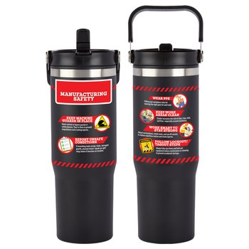 Manufacturing Safety Coldflow Double-wall Flip Straw 30-Oz. Bottle w/Carry Handle from Positive Promotions