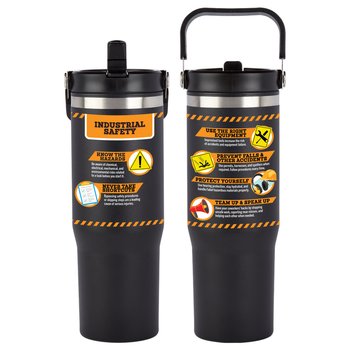 Industrial Safety Coldflow Double-wall Flip Straw 30-Oz. Bottle w/Carry Handle from Positive Promotions