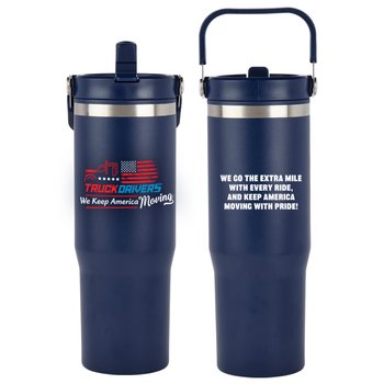 Truck Drivers Coldflow Double-Wall Flip Straw 30-Oz. Bottle w/Carry Handle from Positive Promotions