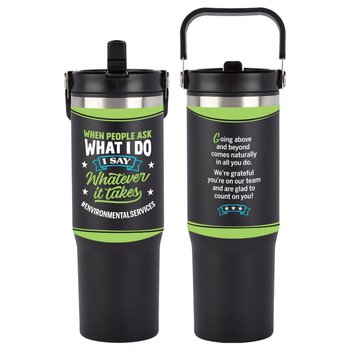 Environmental Services Coldflow Double-wall Flip Straw 30-Oz. Bottle w/Carry Handle from Positive Promotions
