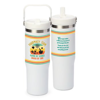 Pharmacy Team: Guided By Science, Driven By Care Coldflow Double-Wall Flip-Straw Bottle 30 oz. With Carry Handle from Positive Promotions