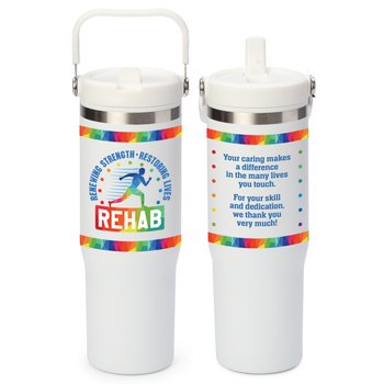 Rehab Coldflow Double-Wall Flip Straw 30-Oz. Bottle W/Carry Handle from Positive Promotions