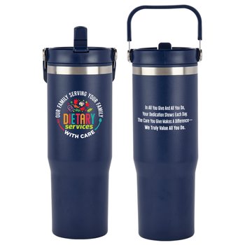 Dietary Services Coldflow Double-Wall Flip Straw 30-Oz. Bottle w/Carry Handle from Positive Promotions