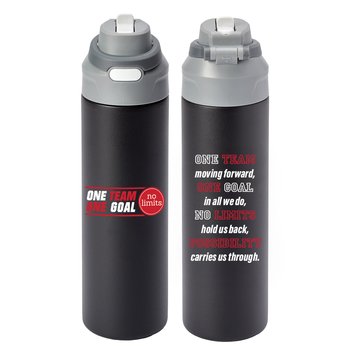 One Team One Goal No Limits Sip+Chug Double-Wall SS Vacuum-Insulated Water Bottle 24-Oz. With Carry Handle from Positive Promotions
