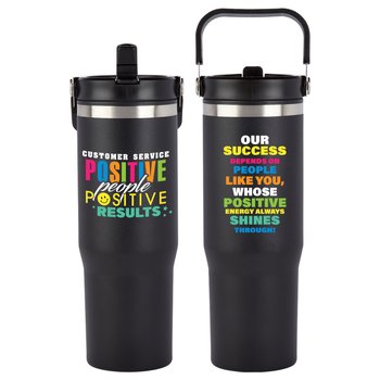Customer Service Coldflow Double-wall Flip Straw 30-Oz. Bottle w/Carry Handle from Positive Promotions