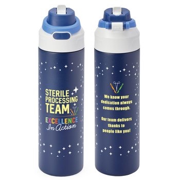 Sterile Processing Team Sip+Chug Double-Wall Stainnless Steel Vacuum Insulated Water Bottle 24-Oz. With Carry Handle from Positive Promotions