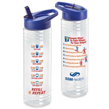 Blue 7 Simple Ways To Add Steps To Your Days! Solara Water Bottle 24-Oz. from Positive Promotions