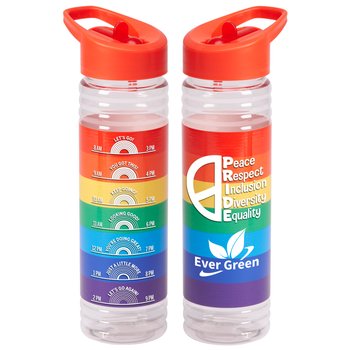PRIDE Acrostic Rainbow Solara Water Bottle 24 oz. - Personalization Available from Positive Promotions