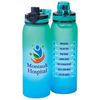 Blue/Green Jasper Ombre Tritan Water Bottle 32-Oz. with Hydration Design - Personalization Available from Positive Promotions