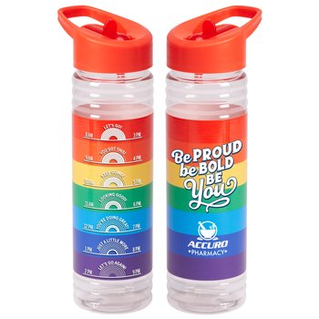Be Proud. Be Bold. Be You. Rainbow Solara Water Bottle 24 oz. - Personalization Available from Positive Promotions