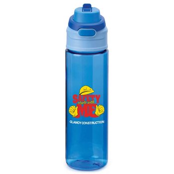 Workplace Safety Blue Tritan Dual-Sip Water Bottle 28 oz. With Carry Handle - Personalization Available from Positive Promotions