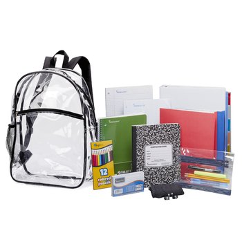 Montana Clear 18 inches Backpack With Deluxe Back-to-School Supply Kit: Grades 6-8 - Personalization Available