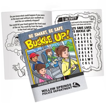 Be Smart, Be Safe, Buckle Up! Educational Activities Book - One-Color Personalization Available from Positive Promotions