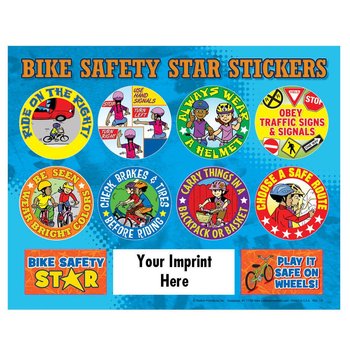 Bike Safety Star Stickers - Personalization Available from Positive Promotions