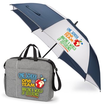 One School, One Team Making a World of Difference Briefcase & Umbrella Gift Set