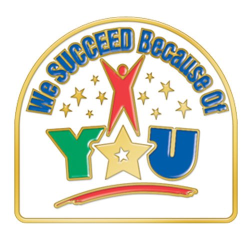 We Succeed Because Of You Lapel Pin With Presentation Card | Positive ...