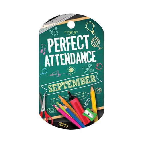 Perfect Attendance September Laminated Tag With 4