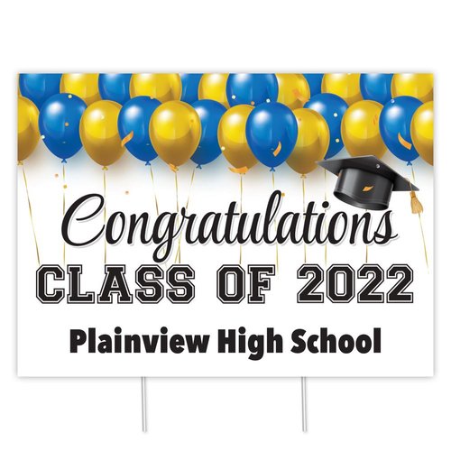 Congratulations, Class Of 2022 24" x 18" Yard Sign With Stand (White ...