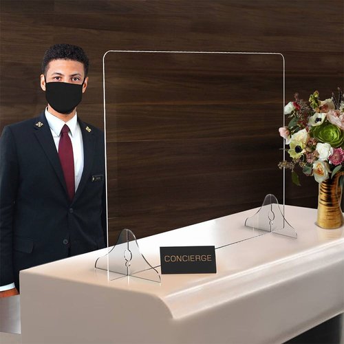 Horizontal Acrylic Tabletop Distancing Barrier With Interlocking Legs ...