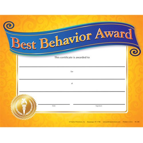Best Behavior Award Gold Foil-Stamped Certificates | Positive Promotions