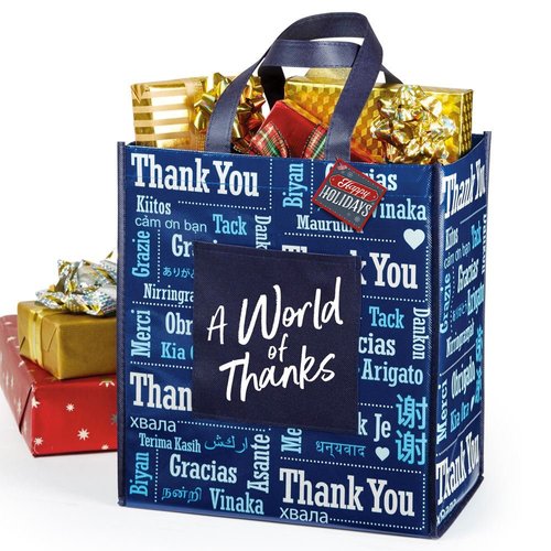 A World Of Thanks/Thank You Word Cloud Laminated Eco-Shopper Tote With ...