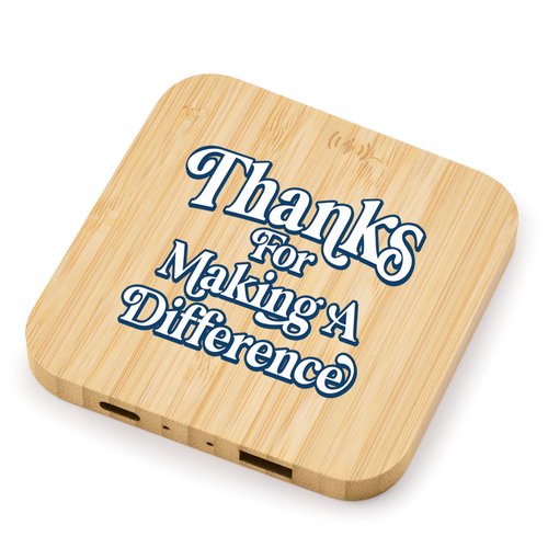 Thanks for Making a Difference Bamboo 10W Wireless Charging Pad With ...