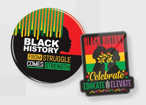 Shop our Black History Month Lapel Pins, Buttons, and Stickers