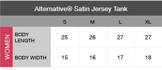 Alternative Satin Jersey Shirt Tail Tank Size Chart