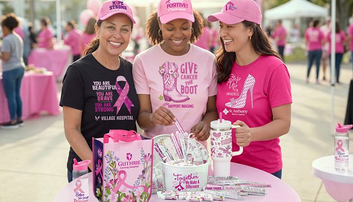 Breast Cancer Awareness Gifts for Education, Fundraising, and Support. Personalized Pink Ribbon Giveaways